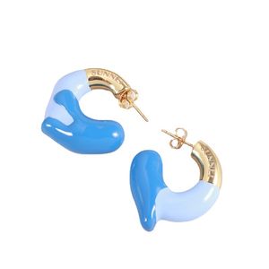 Sunne Sol Color Rubber Earrings Stud Ins Small Bi-color Enamel Dropping Oil 925 Silver Needle Candy Color Sweet Jewelry Accessories