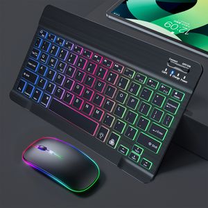 Klawiatura kombinacja myszy bezprzewodowa klawiatura i mysie klawiatury Bluetooth w rosyjskim zestawie klawiatury RGB Zestaw myszy Keyboard dla komputera iPad Telefon 230206