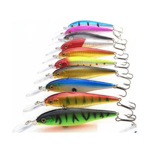 Baits Lures 10Color 11Cm 10.5G Plastic Hard Fishhooks 3D Minnow Fishing Lure Hooks Artificial Pesca Tackle Accessories Drop Delive Dh1Sd