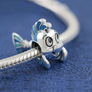 925 Sterling Silver Lovely Fish Bead Fits European Jewelry Pandora Style Charm Bracelets