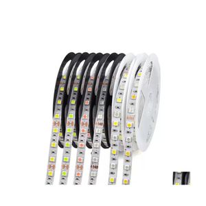 Led Strips Waterproof 5050 Smd Strip Light 5M 12V Decoration String Lamp 60Leds/M Rgb Rgbw Rgbww Yellow Pink Blue Green Red 11 Color Dhfmj