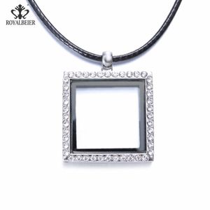 Pendanthalsband Multi Styles PO LOCKET Halsband Standardrhinestone Frame Square Glass Storage Memory