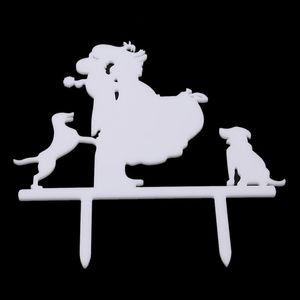 Party Supplies Unique Wedding Cake Topper Bride Groom Silhouette 2 Dog Decorations Other Event