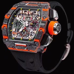 Mens Saatleri Mekanik Saat Kronografı Bilek saati Kauçuk Kayış Aydınlık Dial Hollwatches Su geçirmez Katlanır Toka Sürüş FAS238W