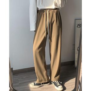 Men's Suits & Blazers Autumn Fashion Retro Drape Wide-leg Pants Straight Loose Elastic Waist Drawstring Casual Trousers Men Women Korean Tro