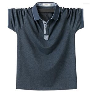 Herren Polos Herren Poloshirt Herren Seitenstreifen Solide Hemden Camisa Casual Baumwolle Homme 6XL 5XL XXXXL Plus Size Business