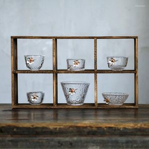 Vinglas Kaffe mugg tennplommonblomma transparent kontor värmebeständig personlig japansk Kongfu Master Teacups Drinking Glass Tea Cup
