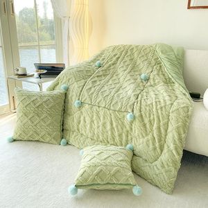 Pillow Ultra Fluffy With Square Winter Thickening Full Travel Blanket And 2 In 1 Airplane Blankets Warm Quilt For Rest