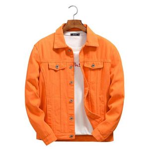 Kurtki męskie Top Denim mężczyźni kobiety ubrania 2022 moda jesień płaszcz kowbojski łączony fioletowy pomarańczowy luźny dżins Y2302