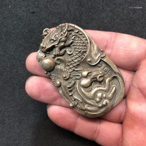 Chains Antique Ancient Old Tibetan Silver Dragon Horse Spirit Tag Pendant Necklace1