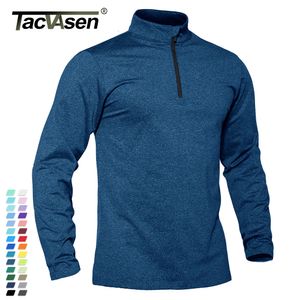 Men's T-Shirts TACVASEN Spring/Fall Thermal Sports Sweater Men's 1/4 Zipper Tops Breathable Gym Running T Shirt Pullover Male Activewear 230206