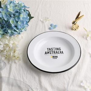 Plates 20cm Enamel Exported To UK Classic Home Breakfast Disc Thickened Tableware Plate