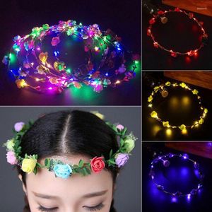 Christmas Decorations Women Headband 6 Colors With LED Lights Flower Hair Wreath Wedding Party Home Garden Accessories