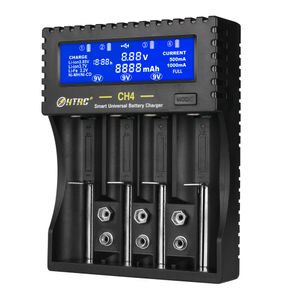 Cell Phone Chargers HTRC AA AAA 18650 Battery Charger LCD Display 4 Slots Smart Charger for Li-ion Li-Fe Ni-MH Ni-CD 26650 6F22 16340 9V Batteries 230206