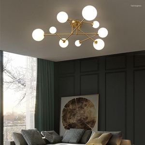 Luzes de teto Postmodern lâmpada designer nórdica bola de vidro para sala de estar Decoração de quarto principal da cozinha dourada