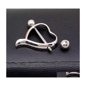 Nippelringar Surgiskt st￥l K￤rlekshj￤rta Shield Bar Ring Body Piercing Jewelry 679 T2 Drop Delivery DHNN4D