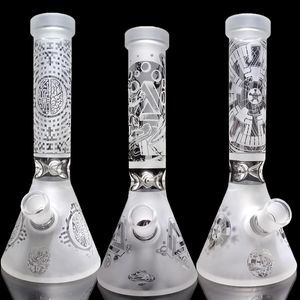 Luxury Glass Bong with Beaker Base & Sand Carving - Ideal for Dabs, Wax, Dry Herb, Oil & Smoking - Designer UFO Fashion Hookahs