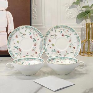 Plates Coffee Cup And Saucer Bone China Japanese Dinnerware Set Afternoon Tea Tool Countryside Floral Pot El Cafe Exquisite Gift Box