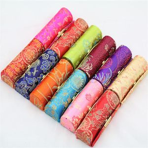 Unikalna pusta pudełko do pomadki makijażu z lustrzanym jedwabnym balsamem Brocade Lip Balm Case Lip Loss Rurki pojemniki 12PCS LOT216O