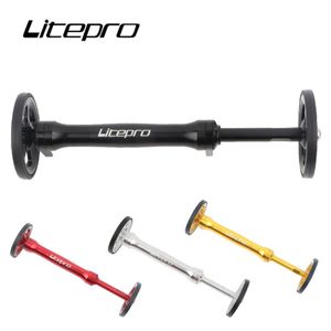 Ruote per bici Litepro Easy Wheel Asta di prolunga Barra telescopica Portapacchi posteriore in lega di alluminio Parti per bicicletta pieghevole Brompton 230206