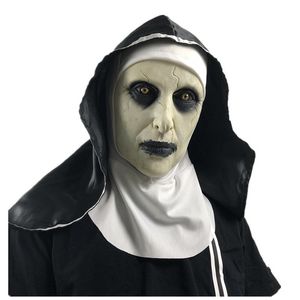 Party Masks The Nun Latex Mask With Headscarf Crucifix Terror Face Scary Cosplay Thriller Para Fiesta Horror Mascara Cross 230206