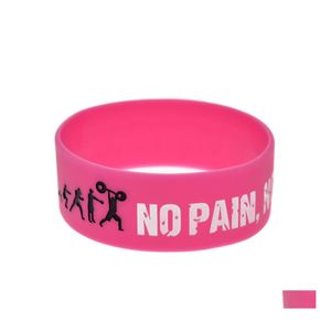 Other Bracelets Everybody Fit No Pain Gain Sile Wristband Wide Band Motto Sport Rubber Bangles Armband Couple Gift Drop Delivery Jewe Dhgrj