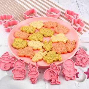 Baking Moulds 6Pcs/set Christmas Cookie Cutters 3D Cartoon Pressable Biscuit Mold Stamp Bakeware Kitchen Pastry Tools