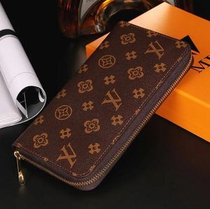 ファッション女性財布本革の財布シングルジッパーウォレットレディレディースロングクラシック財布付きボックスカード6087
