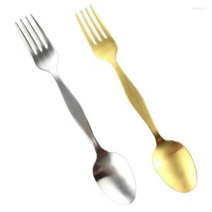 Dinnerware Sets 304 Stainless Steel Integrated Spoon Fork Combination Outdoor Portable Multi Function Salad Fruit