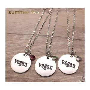 Pendant Necklaces Vegan Letter Stainless Steel For Women Men Fashion Vegetarian Lifestyle Sier Chain Necklace Jewelry Drop Delivery P Dh1Ee