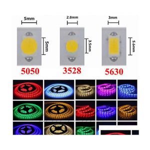 LEDストリップハイバーグート5M 5050 3528 5630ライトウォームピュアホワイトレッドグリーンRGBフレキシブルロール300 LED 12V屋外リボンドロップ配信DHG02