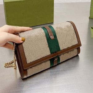 2022 5A 1961 Long Wallet Purse 가죽 지퍼 파우치 카드 슬롯 크로스 바디 백 Jackie Bamboo F7IT# G Ophidia Chain Bag241O