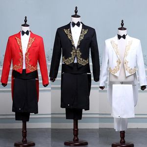 Men's Suits & Blazers Tuxedo Suit With Floral Embroidered Stage Magician Costume Two-piece Sets