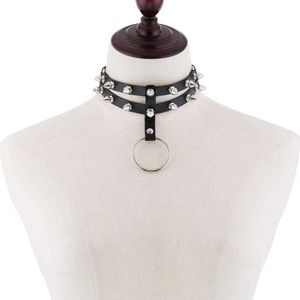 Naszyjniki wiszące kołnierz choker dla kobiet naszyjnik stadded gotycki choker mężczyzn Cool punkowa skóra skóra chocker emo harajuku steampunk biżuteria 0206