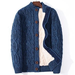 Męskie swetry zimowy kardigan męski zagęścić ciepłe wełniane kaszmirowe płaszcze sweter męski odzież 2023 znosić rozmiar 4XL 5XL 6XL 7XL męskie