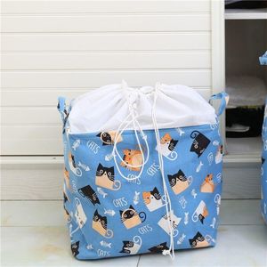 Storage Bags Drawstring Home Sundries Basket Foldable Laundry Dirty Clothes Package Container Cute Cartoon Clothing Pack Bag