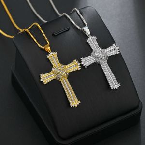 Pendant Necklaces Fashion Rhinestone Crystal Cross Necklaces Pendant For Women Classic Vintage Gold Silver Color Cross Choker Necklace Jewelry G230206