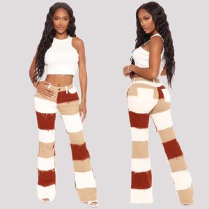 European American jeans women's panels high waist straight slim wide leg fashion jeans 9116