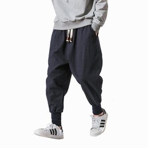 Men's Pants Drop Streetwear Men Harem Korean Style Casual Cotton Linen Trouser Man Jogger 2023 Baggy