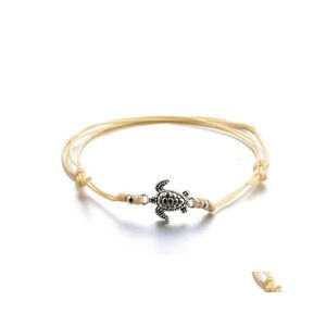 Ankiety Summer Beach Turtle w kształcie sznurka linowa dla kobiet bransoletka kostki sandały na nogach biżuteria 525 t2 Drop dhiat