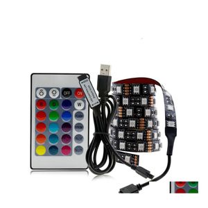 Tiras LED Tira USB 5050 Rgb Iluminación de fondo de TV cambiable 50 cm 1 m 2 m 4 m 5 m DIY Luz flexible Gota Luces de entrega Vacaciones Dhdue