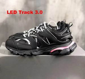 Дизайнерский светодиодный трек 3 3.0 обувь для мужчин Женщины кроссовки Тройной черный белый розовый синий оранжевый желтый зеленый зеленый.Gomma Sneaker Tracks Sports Sport Size 35-45