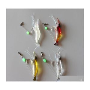 Baits Lures 8Cm/5.7G Soft Fishing Lure Shrimp Luminous Artificial Bait With Beads Drop Delivery Sports Outdoors Dhw2Y