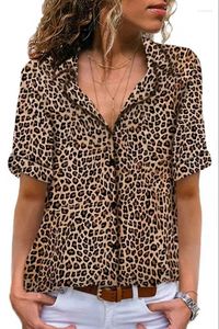 Blouses feminina de estilo europeu mulher leopardo blusa de leopara curta camiseta de manga curta camiseta feminina camiseta casual camisetas