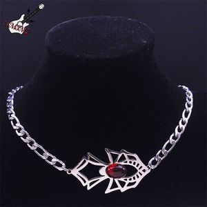 Wisiorek Moda Spider Choker Naszyjnik dla kobiet czerwony szklany naszyjniki ze stali nierdzewnej Lady Party Biżuter