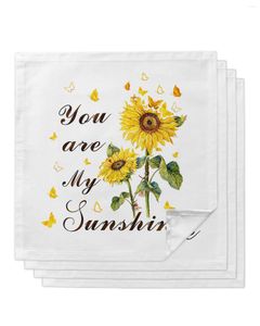 Table Napkin Sunflower Butterfly White 4/6/8pcs Napkins Restaurant Dinner Wedding Banquet Decor Cloth Supplies Party Decoration