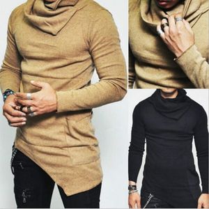 Polo da uomo 2023 maglioni a collo alto design irregolare top maglione maschile tinta unita pullover casual da uomo per