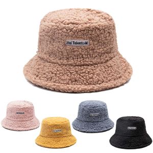 Wide Brim Hats Classic Lamb Wool Bucket Hat Women Fisherman Faux Fur Winter Lady Girls Outdoor Street Caps Warm Bowl Cap Y2302