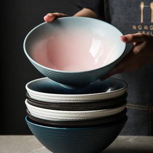 Miski japoński w stylu ceramicznym miski ramen gospodarstwa domowego Duży morski kapelusz retro i naczynia zupa komercyjna