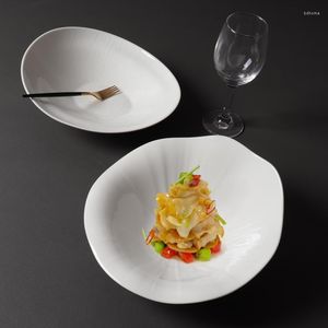 Plates Egg-shaped Bowl Inclined Artistic Conception Cold Dish Soup White El High-grade Special-shaped Ceramic Tableware